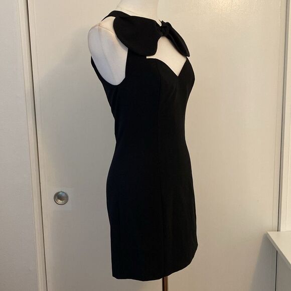 Denny Rose Black Mini Bow Neckline Dress Size Small - Picture 5 of 12